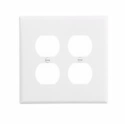 2-Gang Duplex Wall Plate, Mid-Size, Polycarbonate, White