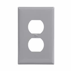 1-Gang Duplex Wall Plate, Mid-Size, Polycarbonate, Gray