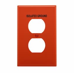 1-Gang Duplex Wall Plate, Mid-Size, Isolated Ground, Red