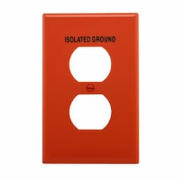 1-Gang Duplex Wall Plate, Mid-Size, Isolated Ground, Red