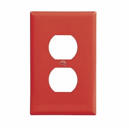 1-Gang Duplex Wall Plate, Mid-Size, Polycarbonate, Red