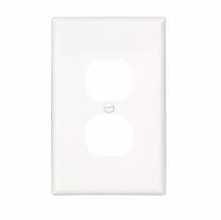 1-Gang Duplex Wall Plate, Mid-Size, Polycarbonate, White