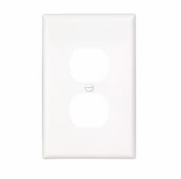 1-Gang Duplex Wall Plate, Mid-Size, Polycarbonate, White