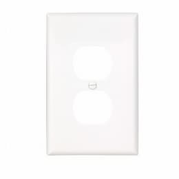 1-Gang Duplex Wall Plate, Mid-Size, Polycarbonate, White