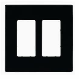 2-Gang Decorative Wall Plate, Mid-Size, Screwless, Polycarbonate, Black