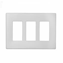 3-Gang Decora Wall Plate, Mid-Size, Screwless, Polycarbonate, Silver Granite