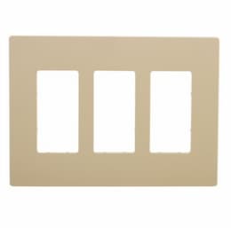 3-Gang Decora Wall Plate, Mid-Size, Screwless, Ivory