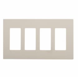 Eaton Wiring 4-Gang Decora Wall Plate, Mid-Size, Screwless, Light Almond