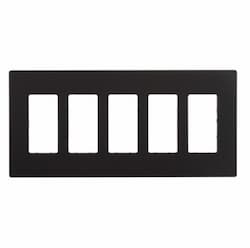 5-Gang Decora Wall Plate, Mid-Size, Screwless, Black