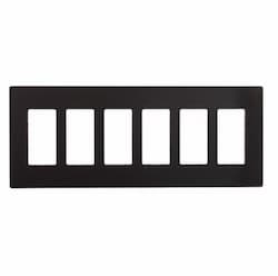 6-Gang Decora Wall Plate, Mid-Size, Screwless, Black