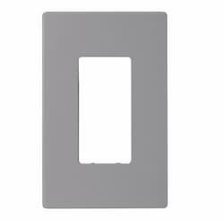 1-Gang Decora Wall Plate, Mid-Size, Screwless, Gray