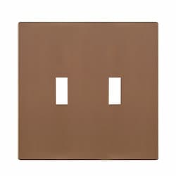 Eaton Wiring 2-Gang Toggle Wall Plate, Mid-Size, Screwless, Polycarbonate, Brushed Bronze