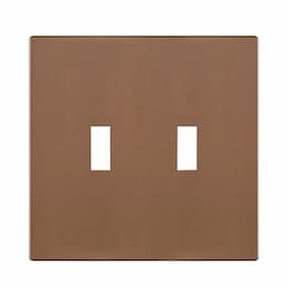 Eaton Wiring 2-Gang Toggle Wall Plate, Mid-Size, Screwless, Polycarbonate, Brushed Bronze