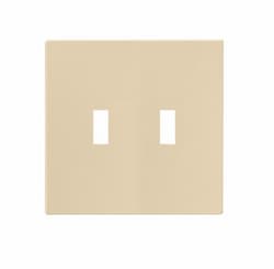 2-Gang Toggle Wall Plate, Mid-Size, Screwless, Ivory