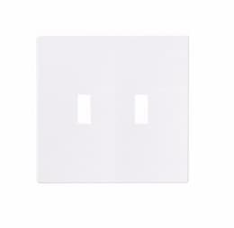 2-Gang Toggle Wall Plate, Mid-Size, Screwless, White