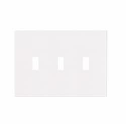 3-Gang Toggle Wall Plate, Mid-Size, Screwless, White