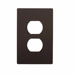 1-Gang Duplex Receptacle Wall Plate, Mid-Size, Screwless, Brown