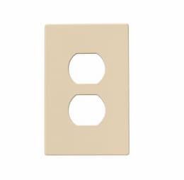 1-Gang Duplex Receptacle Wall Plate, Mid-Size, Screwless, Ivory