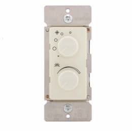 300W Dimmer & Fan Speed Controller, 1.5 Amp, 4-Speed, Rotary, Almond