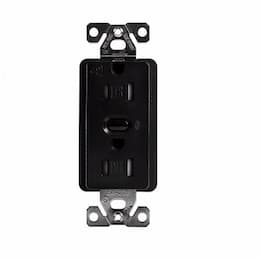 15 Amp Duplex Receptacle, Z-Wave, Tamper Resistant, Black