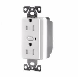 15 Amp Duplex Receptacle, Z-Wave, Tamper Resistant, White Satin