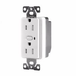 15 Amp Duplex Receptacle, Z-Wave, Tamper Resistant, White Satin