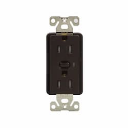 15 Amp Z-Wave Plus Duplex Receptacle, Tamper Resistant, Brown