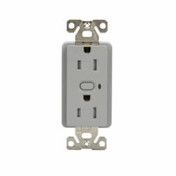 15 Amp Z-Wave Plus Duplex Receptacle, Tamper Resistant, Gray