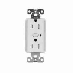 15 Amp Z-Wave Plus Duplex Receptacle, Tamper Resistant, White Satin