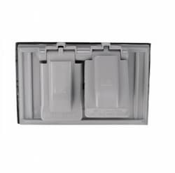 1-Gang Duplex Receptacle Cover, Self-Closing, Gray