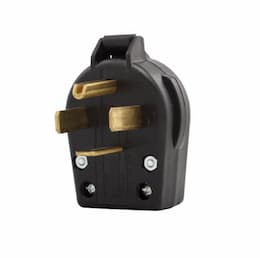 60 Amp Angled Plug, NEMA 14-60P, 125/250V, Black