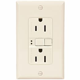 15 Amp Duplex GFCI Receptacle Outlet w/ Mid-Size Wallplate, Almond