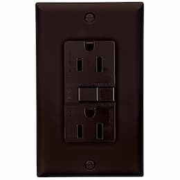 15 Amp Duplex GFCI Receptacle Outlet, Brown