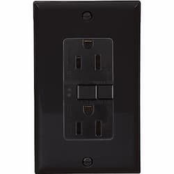 15 Amp Duplex GFCI Receptacle Outlet, Black