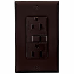 15 Amp Duplex GFCI NAFTA-Compliant Receptacle Outlet, Brown