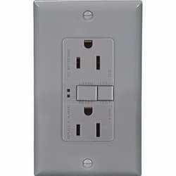 15 Amp Duplex GFCI NAFTA-Compliant Receptacle Outlet, Gray