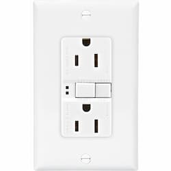 15 Amp Duplex GFCI NAFTA-Compliant Receptacle Outlet, White