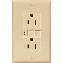 15 Amp Duplex GFCI Receptacle Outlet, Ivory