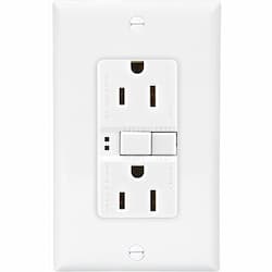 15 Amp Duplex GFCI Receptacle Outlet, White