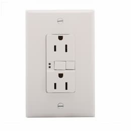 15 Amp Duplex GFCI Receptacle Outlet, Mid-Size, White