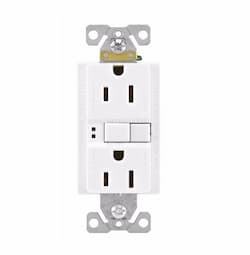 15 Amp GFCI Duplex Receptacle, 2-Pole, PVC, White