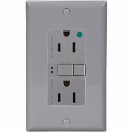 15 Amp Hospital Grade GFCI NAFTA-Compliant Receptacle Outlet, Gray