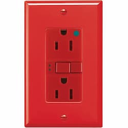 15 Amp Hospital Grade GFCI NAFTA-Compliant Receptacle Outlet, Red