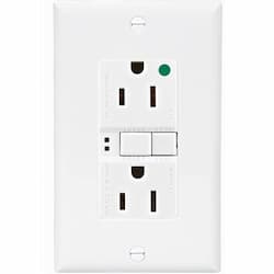 15 Amp Hospital Grade GFCI NAFTA-Compliant Receptacle Outlet, White