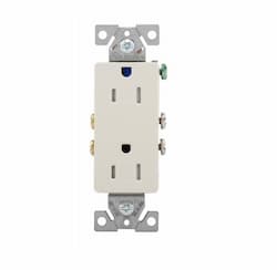 15 Amp Decora Duplex Receptacle, Auto Ground, Tamper-Resistant, Almond 