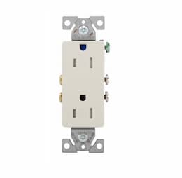 15 Amp Decora Duplex Receptacle, Auto Ground, Tamper-Resistant, Almond 