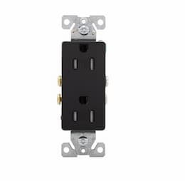 Eaton Wiring 15 Amp Duplex Receptacle, Decora, Auto Ground, Tamper Resistant, Black