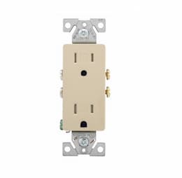 15 Amp Duplex Receptacle, Decora, Auto Ground, Tamper Resistant, Ivory