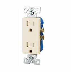 15 Amp Decora Duplex Receptacle, Tamper Resistant, Light Almond