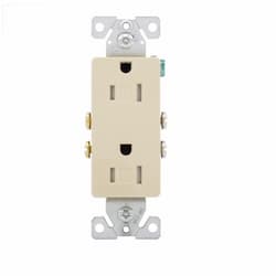 15 Amp Duplex Receptacle, Decora, Tamper Resistant, Ivory